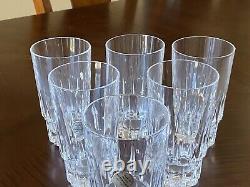 NWT SIX Tall Glasses Kristaluxus Mexico Full Lead Hand Cut Crystal 24% PBO
