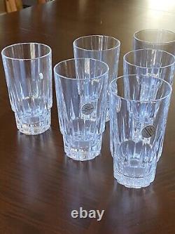 NWT SIX Tall Glasses Kristaluxus Mexico Full Lead Hand Cut Crystal 24% PBO