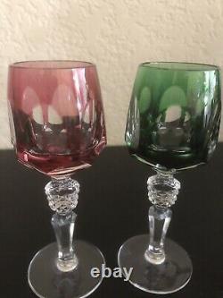 Nachtmann ANTIKA Cut to Clear 5 Cordial Schnapps Shots glasses multi colors BOHO