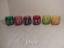 Nachtmann Antika Colored Cut to Clear 3 Old Fashioned Glass Set of 6