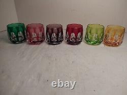 Nachtmann Antika Colored Cut to Clear 3 Old Fashioned Glass Set of 6