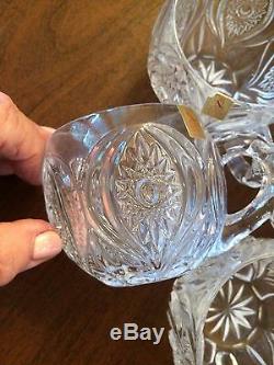 Nachtmann Bleikristall Cut Crystal Lidded Punch Bowl Florenz Pattern 24 Cups