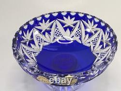 Nachtmann Bleikristall Cut To Clear 24% Lead Crystal Cobalt Blue Footed Compote