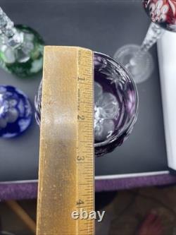 Nachtmann Bohemian Hock Wine Glasses Set 4 Cut Crystal Grapes Colored