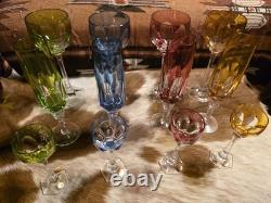 Nachtmann Crystal Antika Set of 4 colorful crystal liqueur glasses 4 1/2 tall