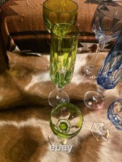 Nachtmann Crystal Antika Set of 4 colorful crystal liqueur glasses 4 1/2 tall