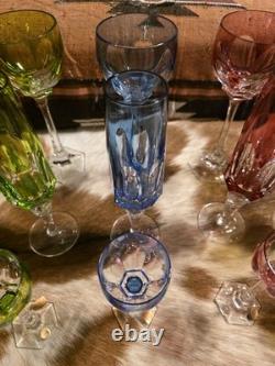 Nachtmann Crystal Antika Set of 4 colorful crystal liqueur glasses 4 1/2 tall
