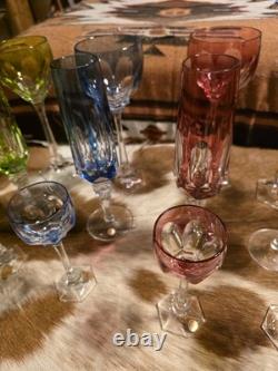 Nachtmann Crystal Antika Set of 4 colorful crystal liqueur glasses 4 1/2 tall