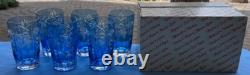 Nachtmann Crystal Traube Blue Cut to Clear 5 1/8 Highball Tumbler Glass 11 Oz