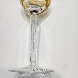 Nachtmann Crystal Wine Set Of 4 Glass Yellow Amber Cut To Clear 8 1/4 Brown Vtg