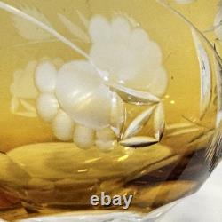 Nachtmann Crystal Wine Set Of 4 Glass Yellow Amber Cut To Clear 8 1/4 Brown Vtg