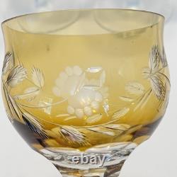 Nachtmann Crystal Wine Set Of 4 Glass Yellow Amber Cut To Clear 8 1/4 Brown Vtg