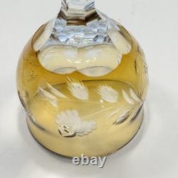 Nachtmann Crystal Wine Set Of 4 Glass Yellow Amber Cut To Clear 8 1/4 Brown Vtg