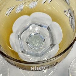 Nachtmann Crystal Wine Set Of 4 Glass Yellow Amber Cut To Clear 8 1/4 Brown Vtg