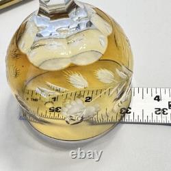 Nachtmann Crystal Wine Set Of 4 Glass Yellow Amber Cut To Clear 8 1/4 Brown Vtg