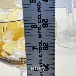 Nachtmann Crystal Wine Set Of 4 Glass Yellow Amber Cut To Clear 8 1/4 Brown Vtg