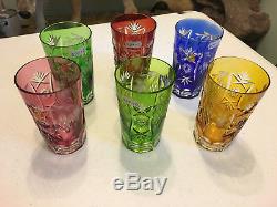 Nachtmann Cut To Clear Crystal TRAUBE HIGHBALL TUMBLERS GLASSES Set 6 Colors