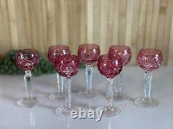 Nachtmann Traube 4.75 Ruby Red Hand Cut Crystal Cordial Glass Set of 7