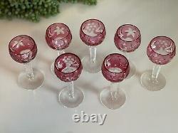 Nachtmann Traube 4.75 Ruby Red Hand Cut Crystal Cordial Glass Set of 7