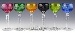 Nachtmann Traube Crystal Cut To Clear 5.5 LIQUOR CORDIAL GLASSES 6 MULTI COLOR