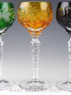 Nachtmann Traube Crystal Cut To Clear 5.5 LIQUOR CORDIAL GLASSES 6 MULTI COLOR
