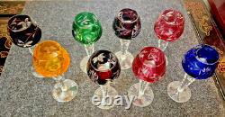 Nachtmann Traube Crystal Cut To Clear 5 Ruby Wine Schnapps Glass 8 Stem Set HTF