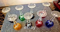 Nachtmann Traube Crystal Cut To Clear 5 Ruby Wine Schnapps Glass 8 Stem Set HTF