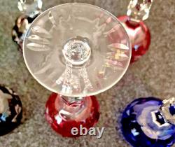 Nachtmann Traube Crystal Cut To Clear 5 Ruby Wine Schnapps Glass 8 Stem Set HTF