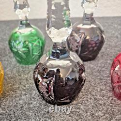 Nachtmann Traube Crystal Cut To Clear 5 Ruby Wine Schnapps Glass 8 Stem Set HTF