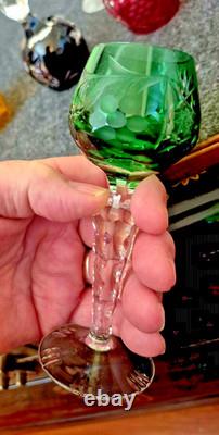 Nachtmann Traube Crystal Cut To Clear 5 Ruby Wine Schnapps Glass 8 Stem Set HTF