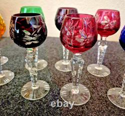 Nachtmann Traube Crystal Cut To Clear 5 Ruby Wine Schnapps Glass 8 Stem Set HTF