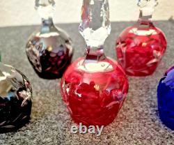 Nachtmann Traube Crystal Cut To Clear 5 Ruby Wine Schnapps Glass 8 Stem Set HTF