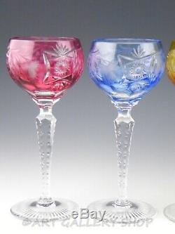 Nachtmann Traube Crystal Cut To Clear 6-7/8 WINE HOCK GOBLETS MULTI COLOR Set 6