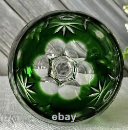 Nachtmann Traube Crystal Green Wine Glass Cut to Clear German Vintage Glass 1