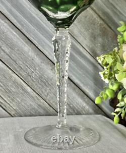 Nachtmann Traube Crystal Green Wine Glass Cut to Clear German Vintage Glass 1