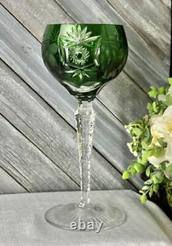 Nachtmann Traube Crystal Green Wine Glass Cut to Clear German Vintage Glass 1