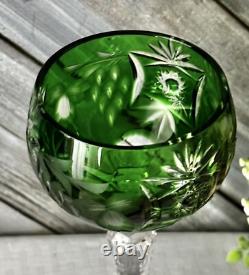 Nachtmann Traube Crystal Green Wine Glass Cut to Clear German Vintage Glass 1