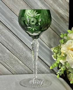 Nachtmann Traube Crystal Green Wine Glass Cut to Clear German Vintage Glass 1