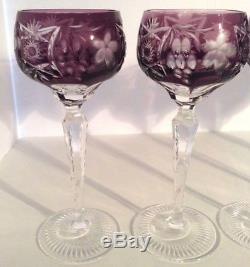Nachtmann Traube Cut Clear Glass Crystal Purple Amethyst 5 Hock Wine 8 3/8