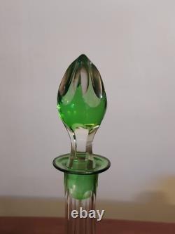 Nachtmann Traube EMERALD GREEN Lime CUT TO CLEAR Crystal Glass 15 WINE DECANTER