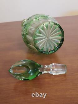 Nachtmann Traube EMERALD GREEN Lime CUT TO CLEAR Crystal Glass 15 WINE DECANTER