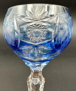 Nachtmann Traube Grape Cut Clear Crystal Hock Wine Glass Goblet Blue Pair