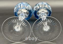 Nachtmann Traube Grape Cut Clear Crystal Hock Wine Glass Goblet Blue Pair