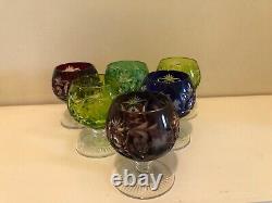 Nachtmann Traube Multi Color Crystal Cut To Clear Small Cognac Brandy GLASSES