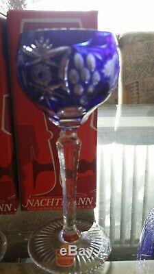 Nachtmann Traube NIB Crystal Cut To Clear Wine Hock Glasse Set Of 6 Height 6 7/8