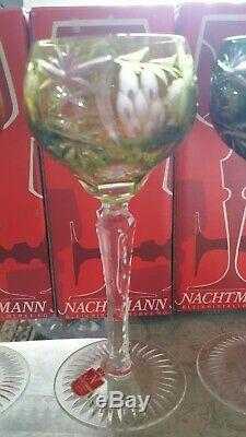 Nachtmann Traube NIB Crystal Cut To Clear Wine Hock Glasse Set Of 6 Height 6 7/8