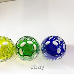 Nachtmann Traube Set of 6 Cut to Clear Brandy Glasses Snifters Vintage Colorful
