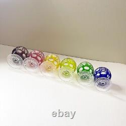 Nachtmann Traube Set of 6 Cut to Clear Brandy Glasses Snifters Vintage Colorful