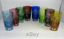 Nachtmann Traube Set of 8 Crystal Cut To Clear Highball Water Tumblers Germany