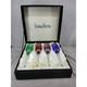 Neiman Marcus Cut to Clear Crystal Champagne Flutes Jewel Tone Set of 4 with Box